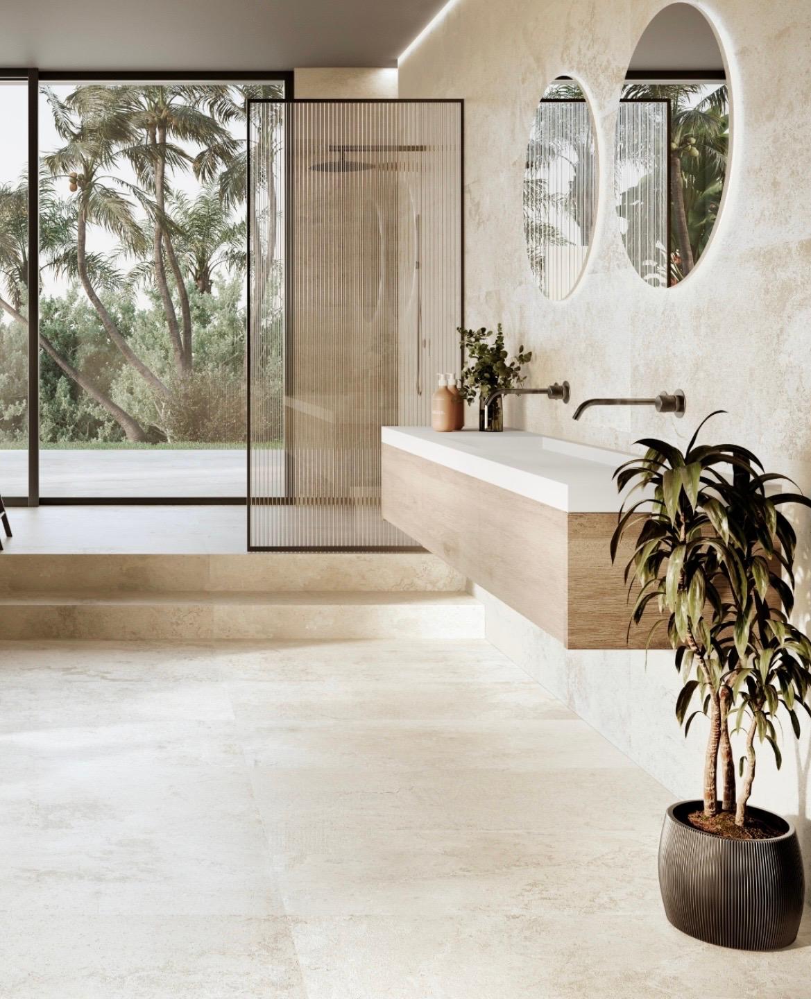 Revestimiento de piedra sinterizada en baño