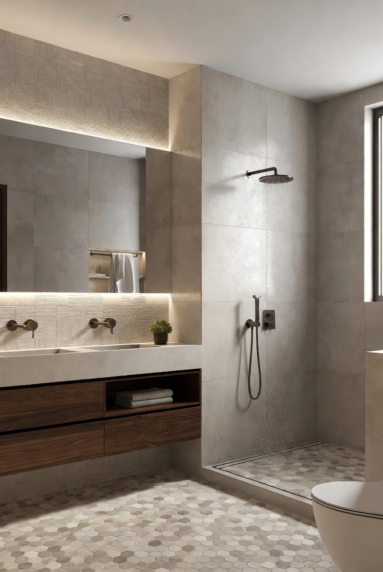 Suelo de ducha con mosaico antideslizante